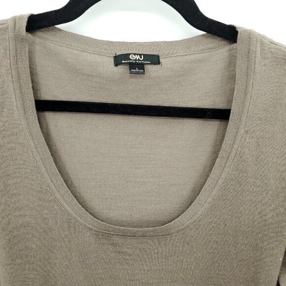 Emu Australia 100% Merino Wool Lightweight Scoop Neck Sweater Top L Tan - Picture 5 of 15